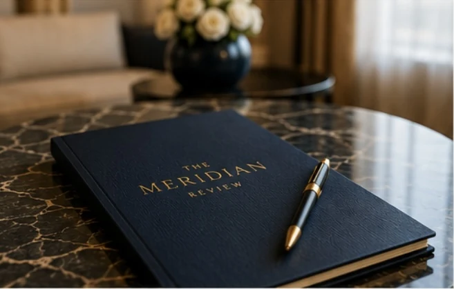 The Meridian Review report on a marble table